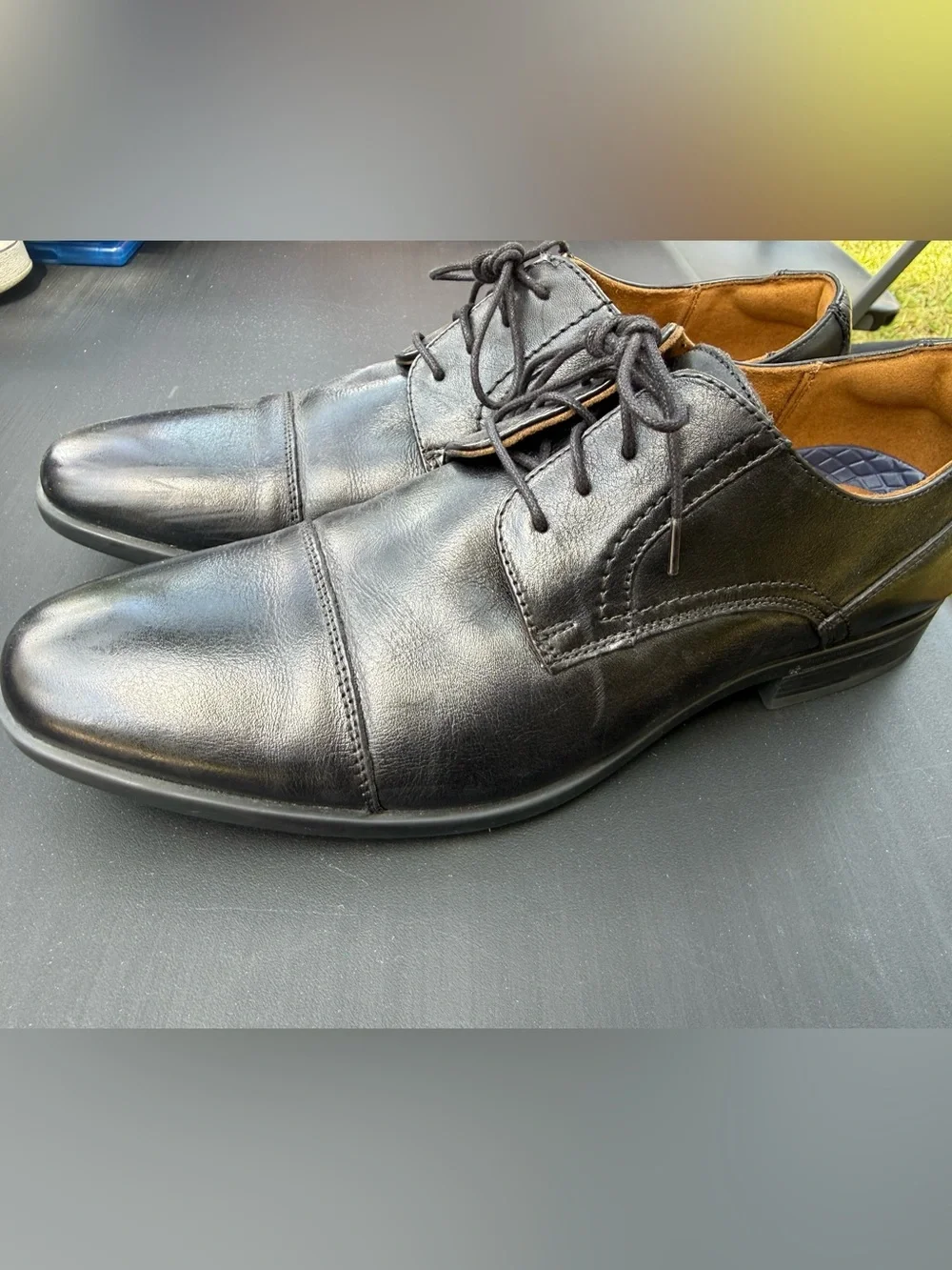 Florsheim Black Leather Cap-Toe Derby Dress Shoes